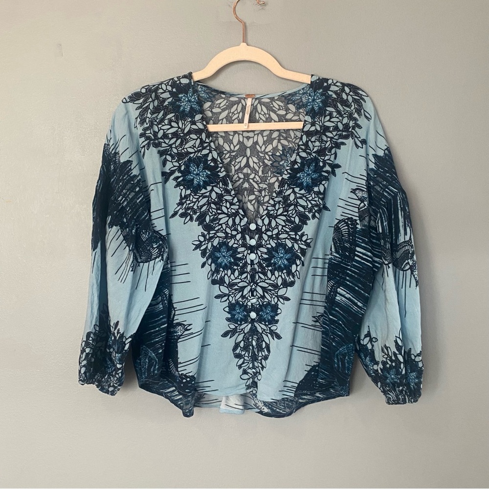 Free People Boho Top with balloon sleeves